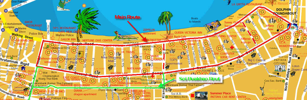 Pattaya Tourist Attractions Map - Tourist Destination in the world